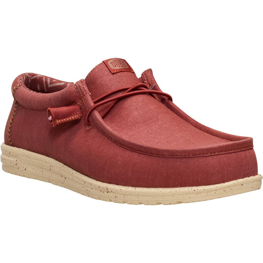HEYDUDE Wally Stretch Canvas Textile Men's Burnt Red/Boulder Tan Loafers
