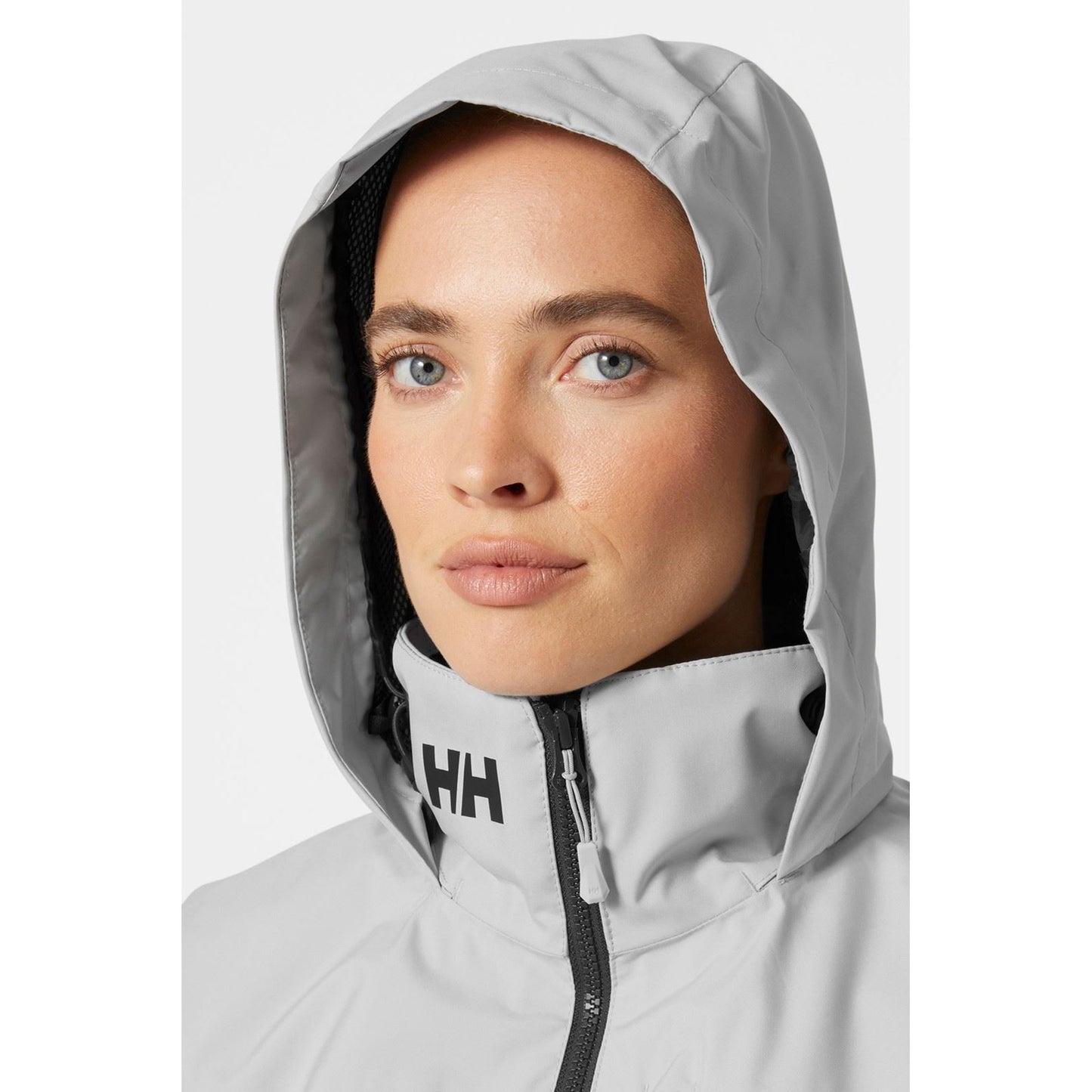 Helly Hansen Sport Women's Crew Hooded Midlayer Sailing Jacket 2.1 in Grey Fog