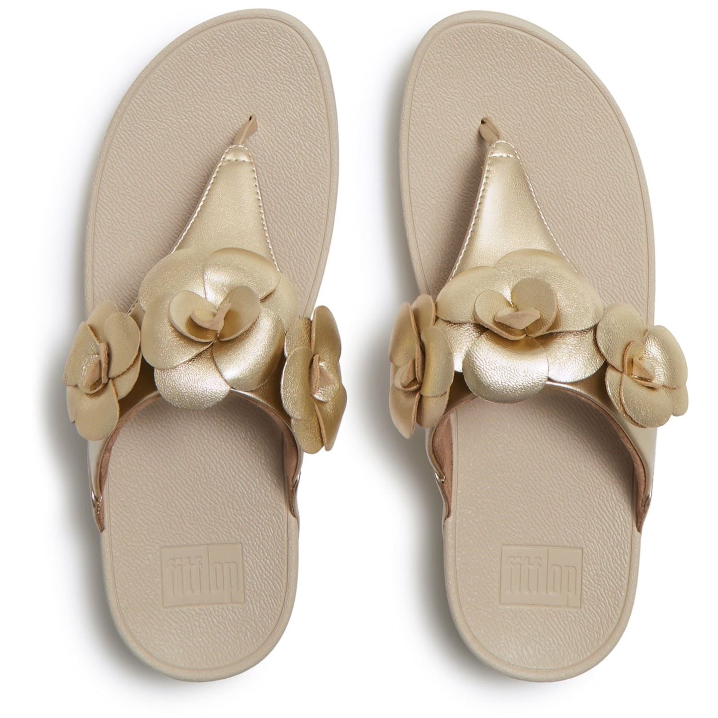 Fitflop Lulu Flower Toe-Post Polyurethane Women's Platino Sandals