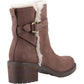 TOMS Hailey Buckle Leather Women's Oak Brown Heeled Ankle Boots