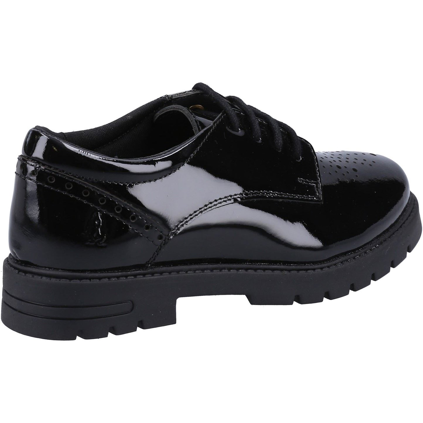 Hush Puppies Jayne Patent Leather Youth Black Lace-Up Shoes