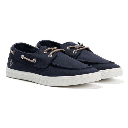 Penguin Sailor Canvas Men's Navy Lace-Up Shoes