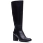 Hush Puppies Oprah Long Leather Women's Black Heeled Knee High Boots