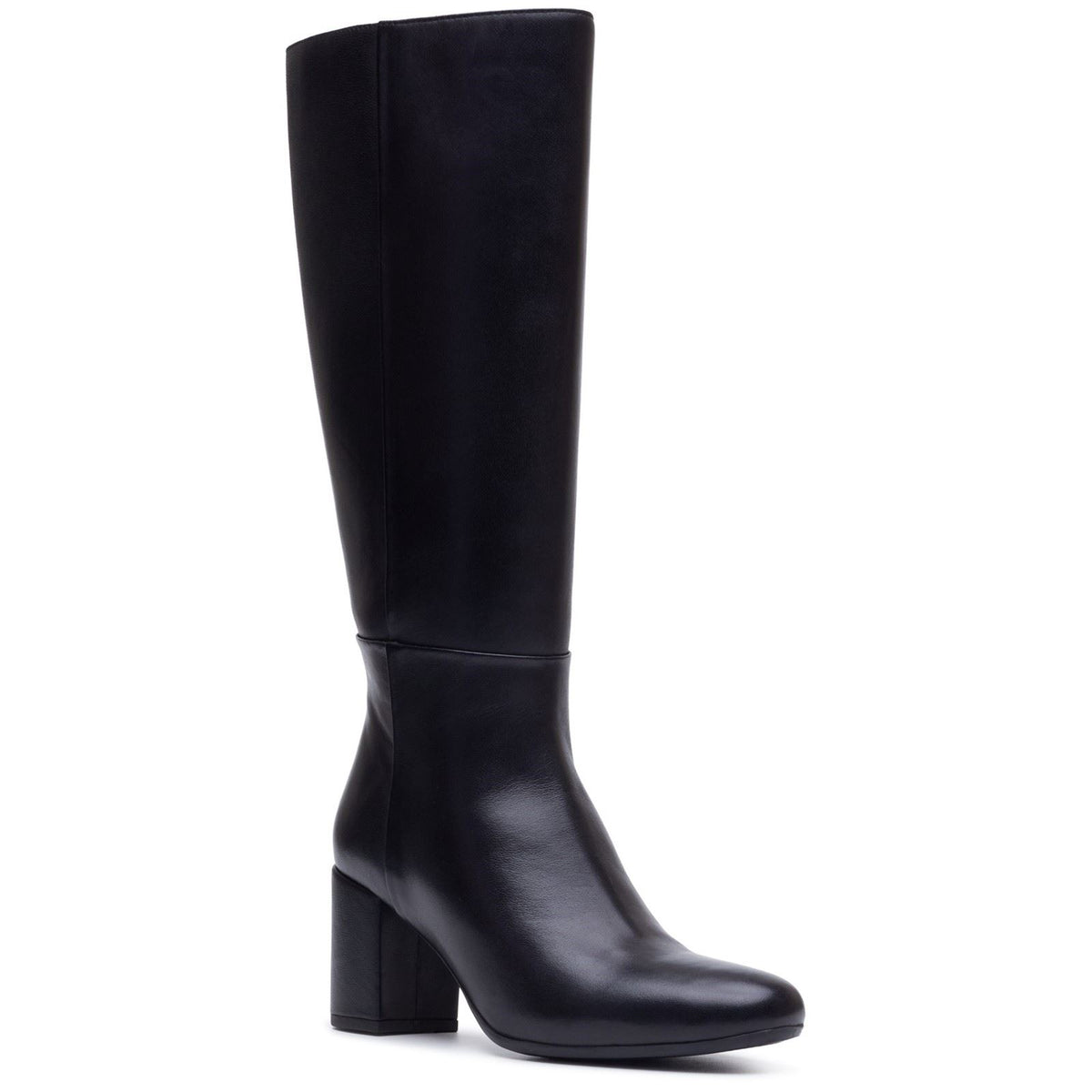 Hush Puppies Oprah Long Leather Women's Black Heeled Knee High Boots