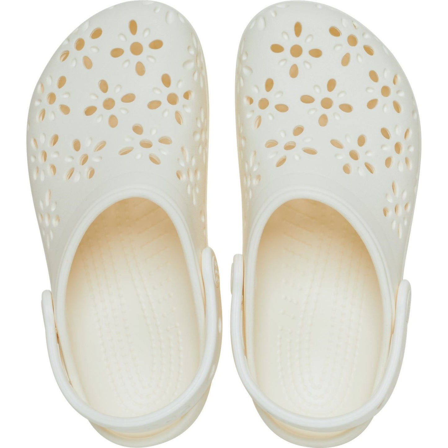 Crocs Classic Floral Cut Out Thermoplastic Chalk Clogs
