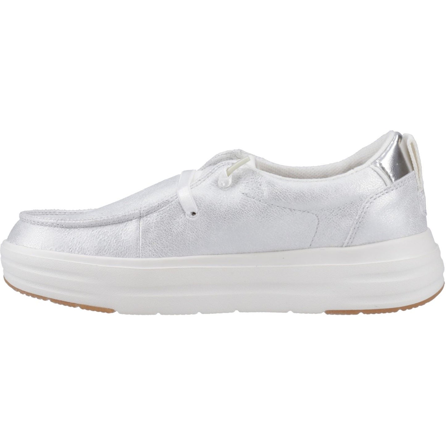 HEYDUDE Wendy Nova Shimmer Polyester Women's Snow White Moccasins Shoes