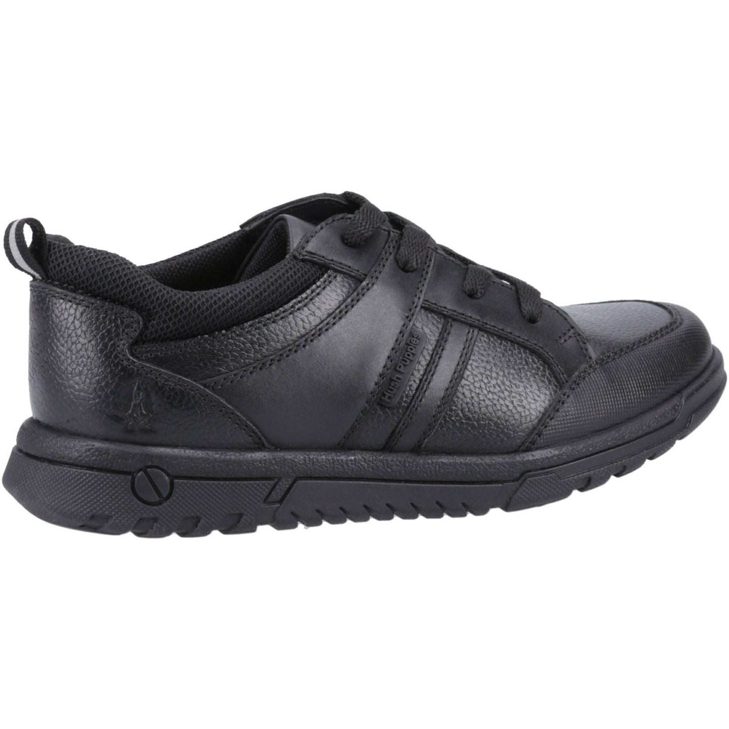 Hush Puppies Steven Leather Youth Black Lace-Up Shoes
