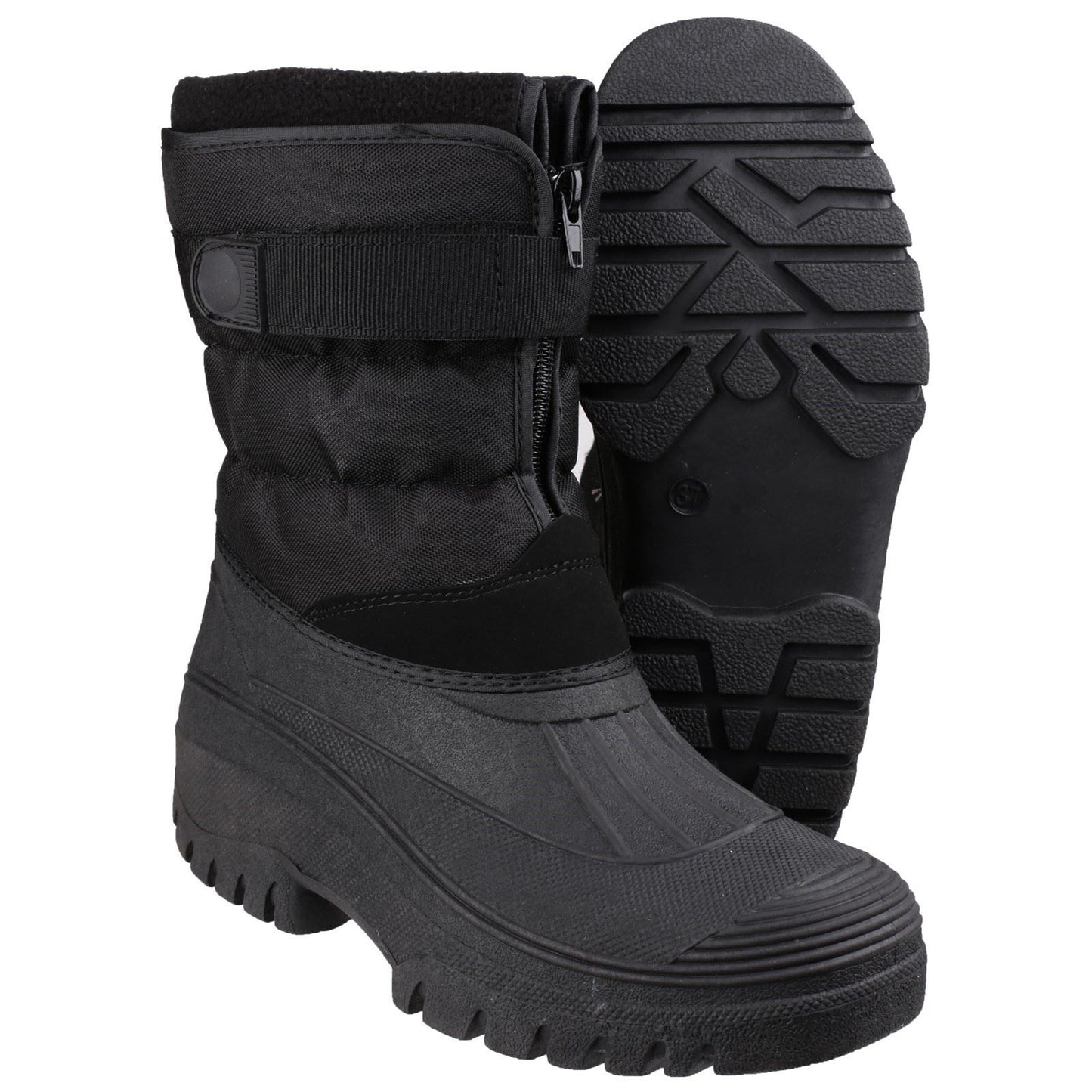 Cotswold Men's Chase Touch Fastening and Zip up Winter Boot in Black