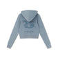 Ed Hardy Stay True Fitted Cropped Zip Women's Blue Hoodie