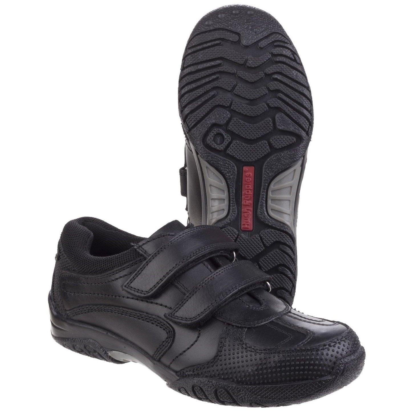 Hush Puppies Jezza Youth Boys Black Leather Loafers