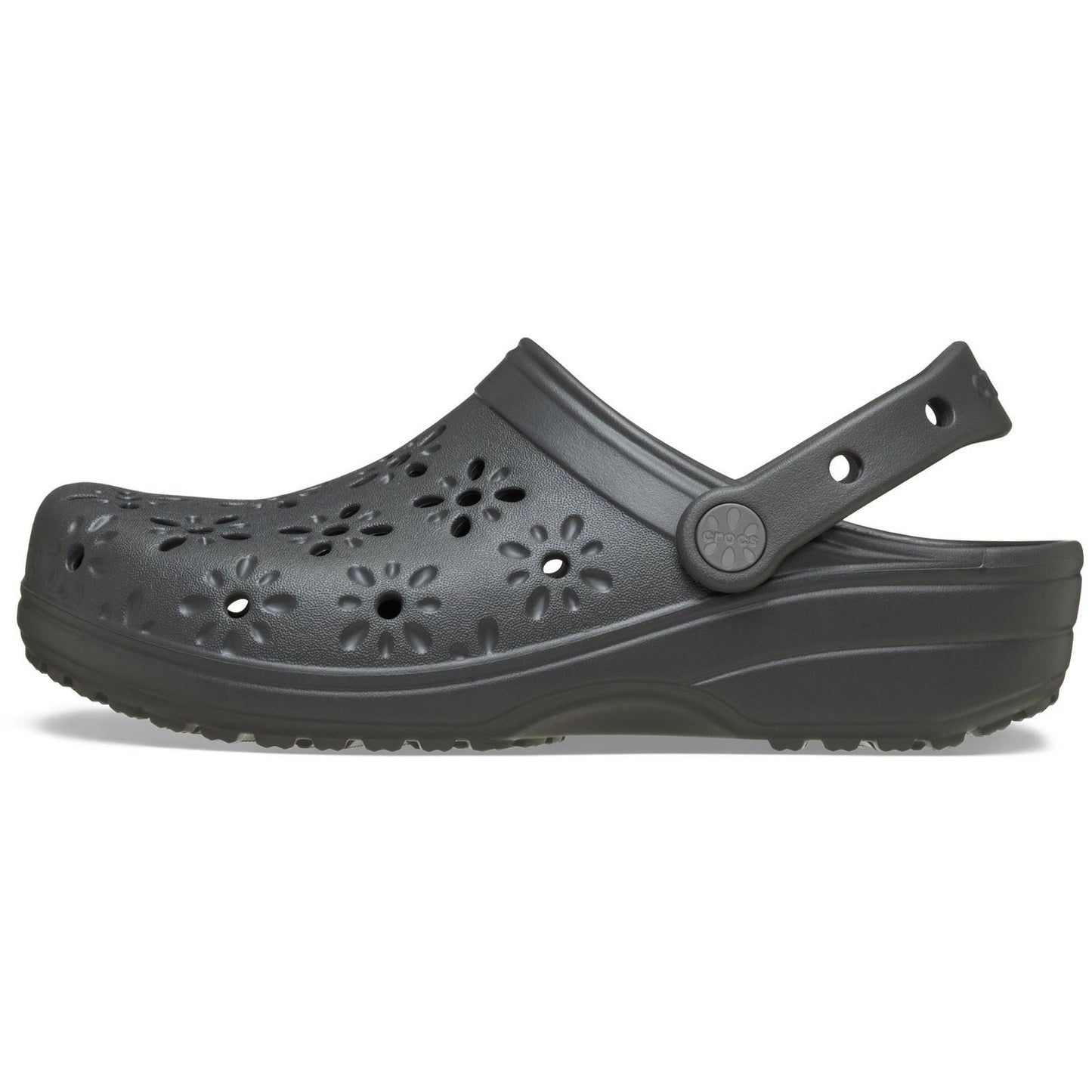 Crocs Classic Floral Cut Out Thermoplastic Black Sand Clogs