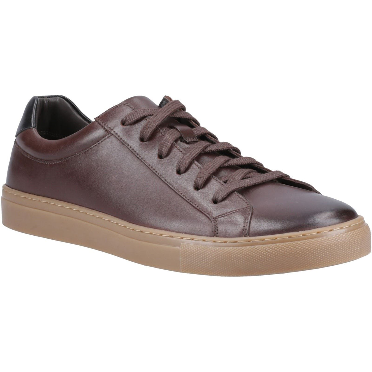 Hush Puppies Colton Leather Men's Coffee Trainers
