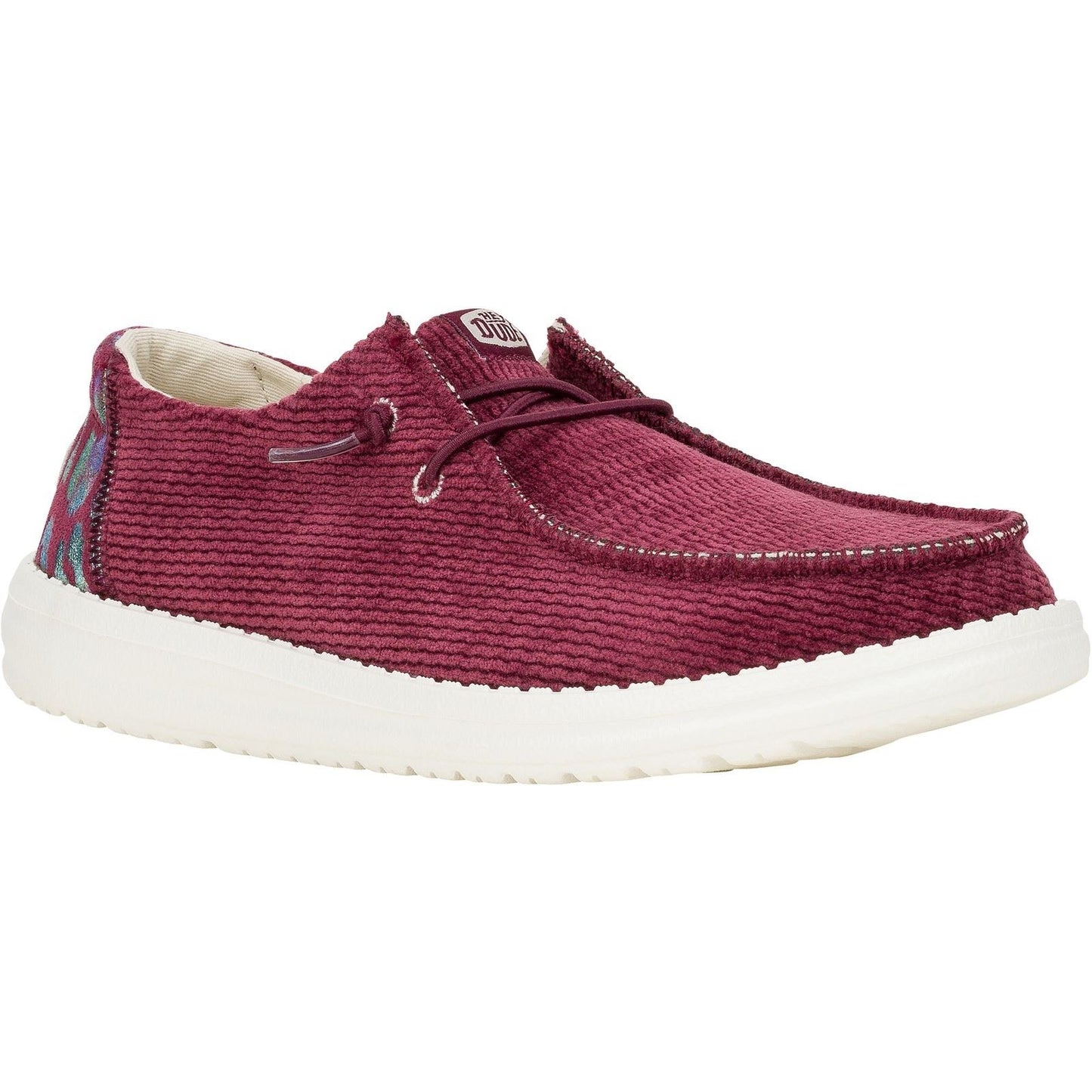 HEYDUDE Women's Wendy Corduroy Leo Shoes in Burgundy