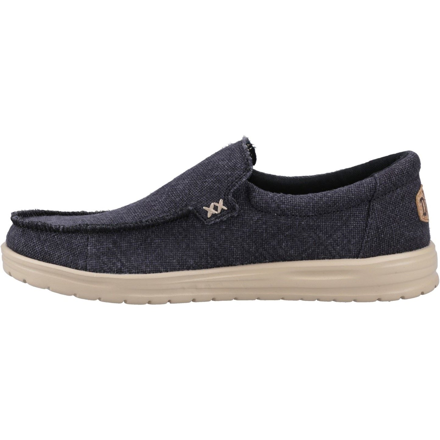 HEYDUDE Mikka Jute Linen Men's Black/Irish Cream Moccasins Shoes