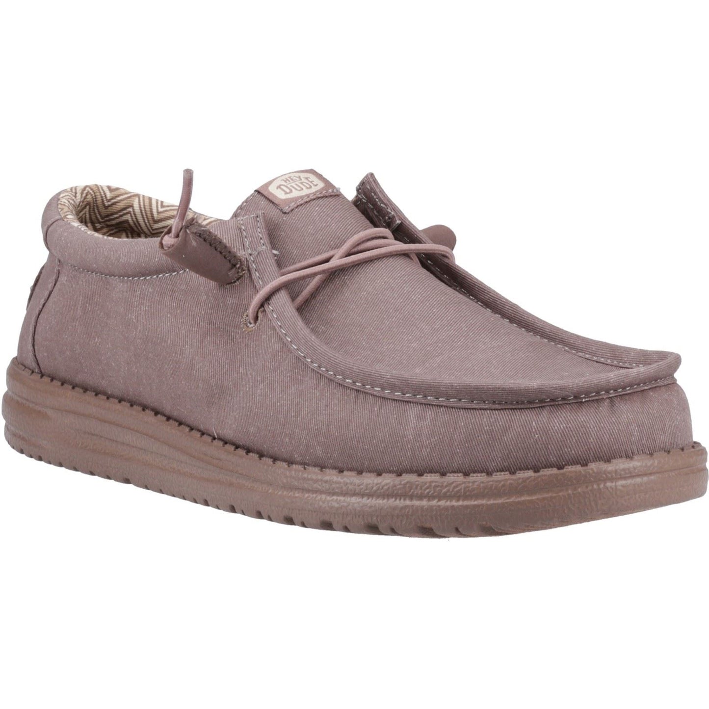 HEYDUDE Wally Stretch Canvas Cotton Men's Deep Taupe Moccasins Shoes