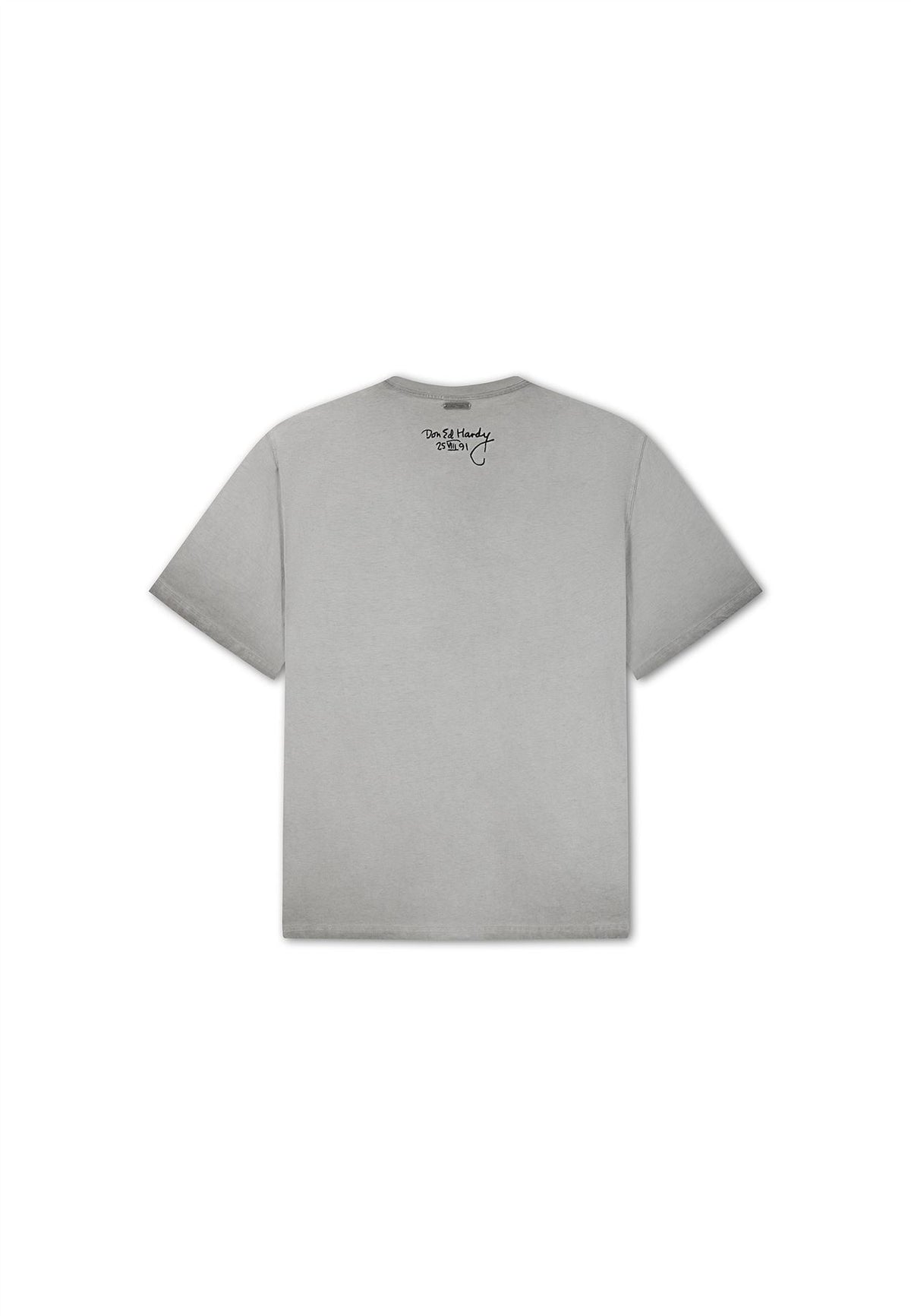 Ed Hardy Oil Wash New York Graphic Relaxed Men's Grey T-Shirts