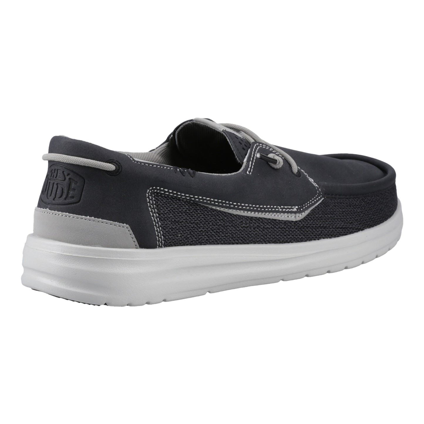 HEYDUDE Welsh Grip Classic Mesh Cotton Blend Men's Black/Storm Gray Boat Shoes