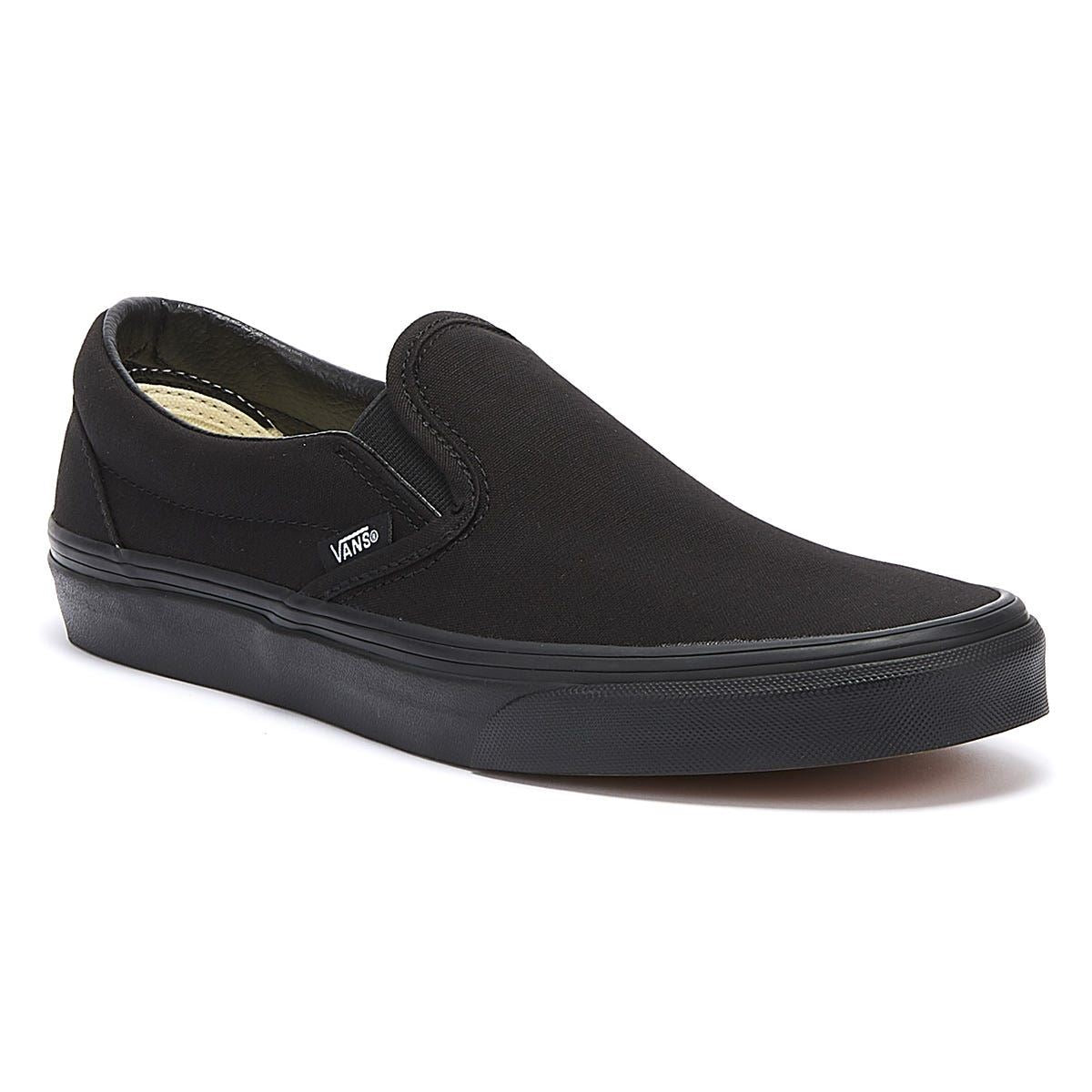 Vans Classic Slip on Black Canvas Skate Trainers VEYEBKA   TOWER London