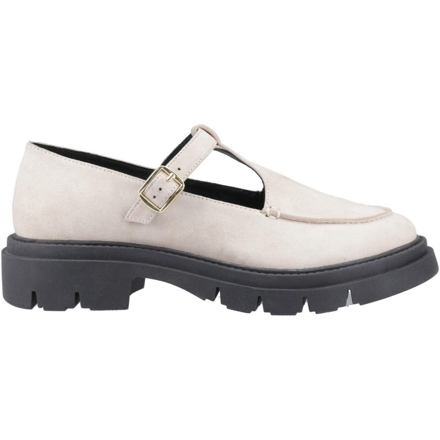 Hush Puppies Nella T-Bar Suede Women's Cream Shoes
