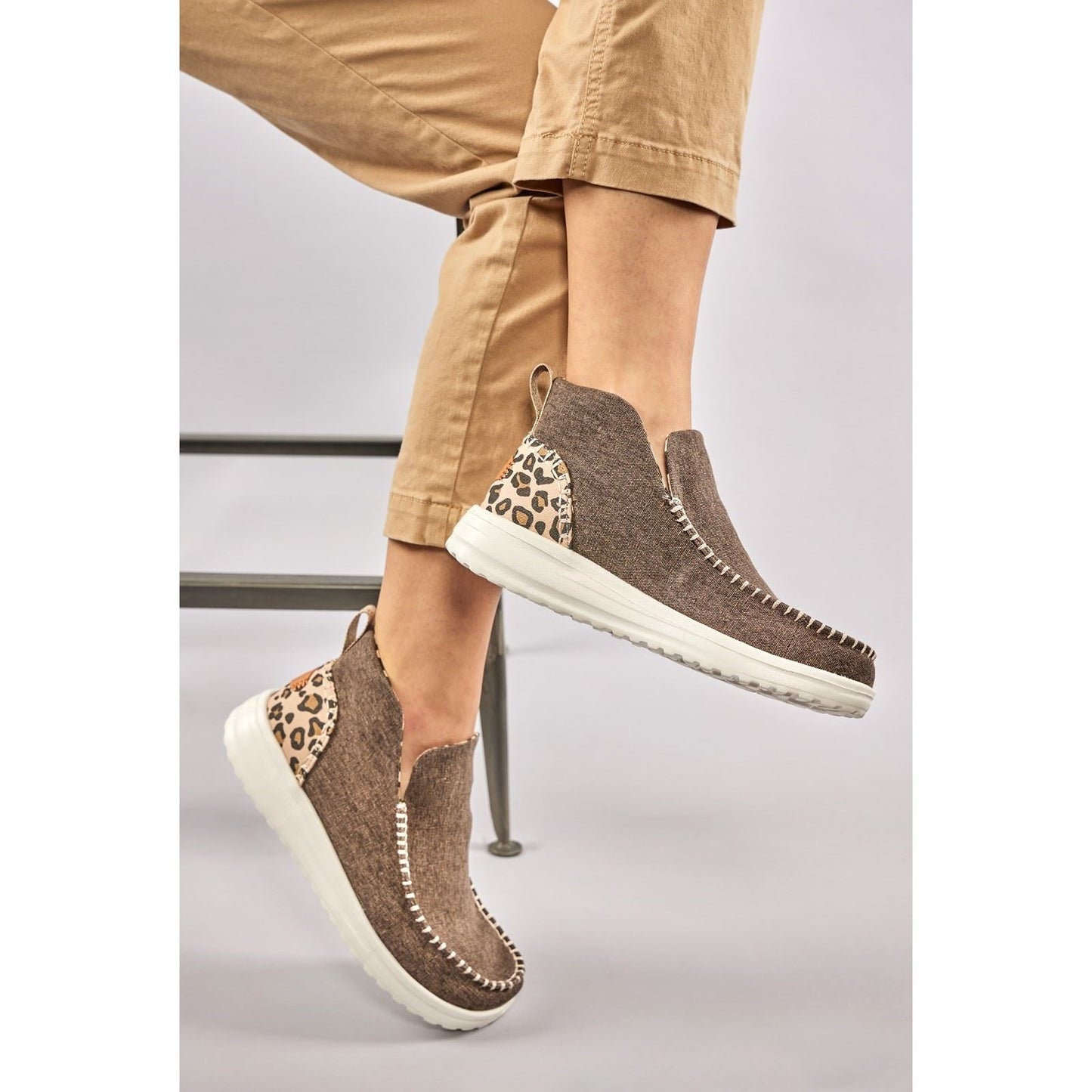 HEYDUDE Women's Denny Heavy Canvas Boot in Leopard