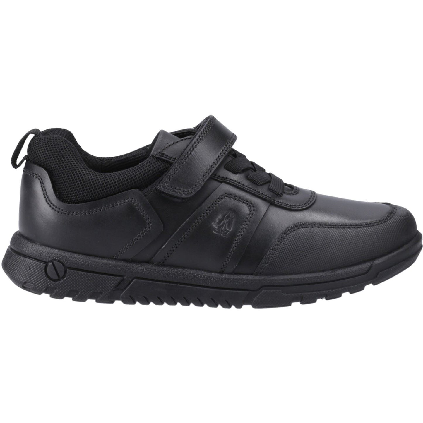 Hush Puppies Sutton Bungee Leather Youth Black Lace-Up Shoes