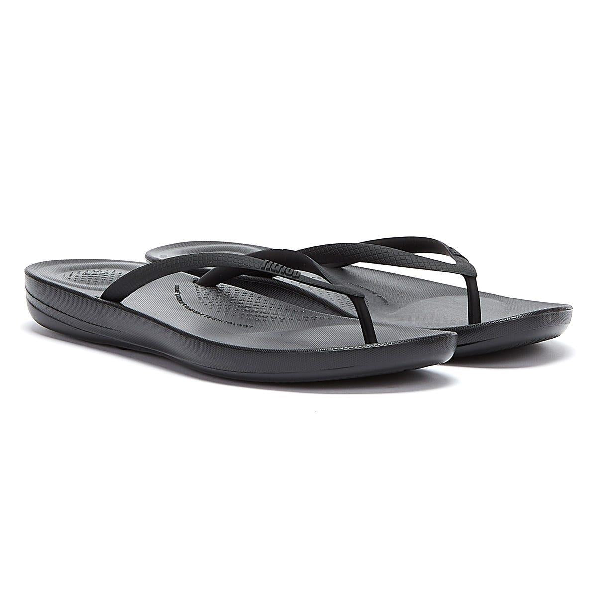FitFlop Iqushion Ergonomic Women's All Black Flip Flops