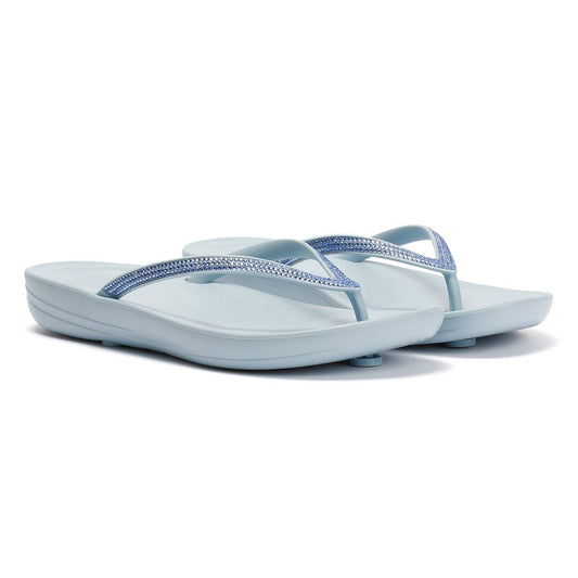 FitFlop Iqushion Sparkle Women's Cloudy Blue Flip Flops