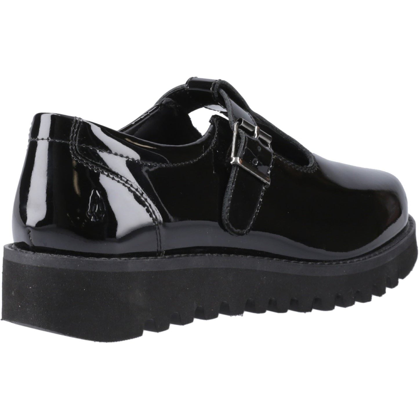 Hush Puppies Florrie T-Bar Leather Black Shoes