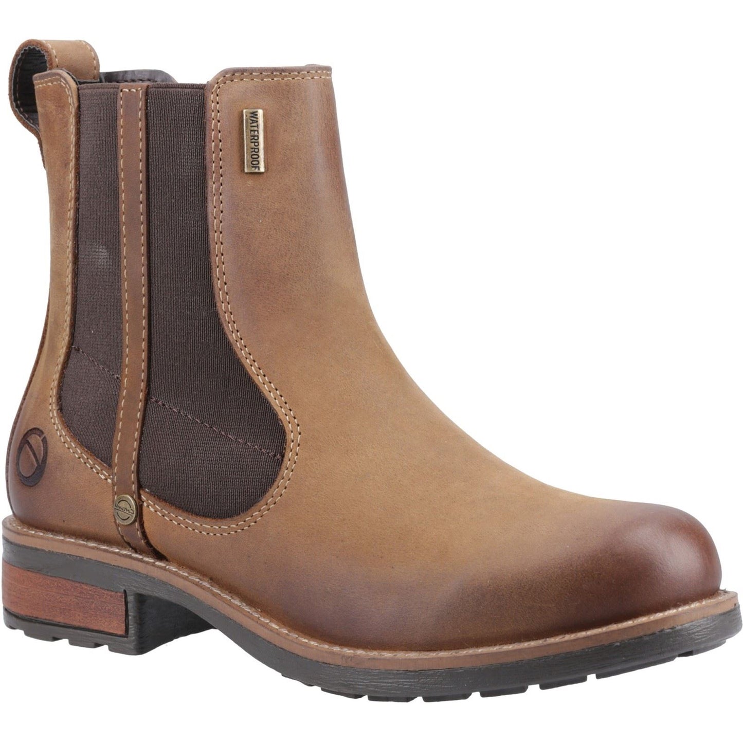 Cotswold Notgrove Leather Women's Brown Flat Chelsea Boots