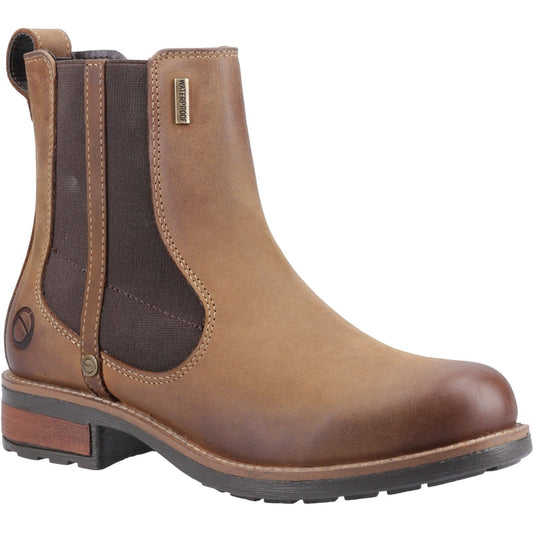 Cotswold Notgrove Leather Women's Brown Flat Chelsea Boots