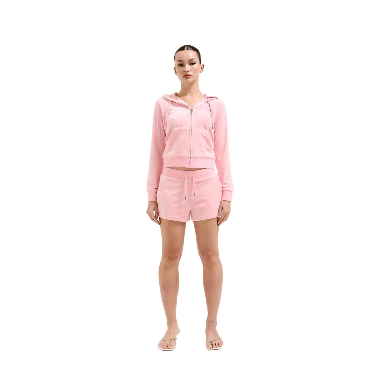 Juicy Couture Robertson Classic Jacket Polyester Women's Pink Hooded Sweatshirt