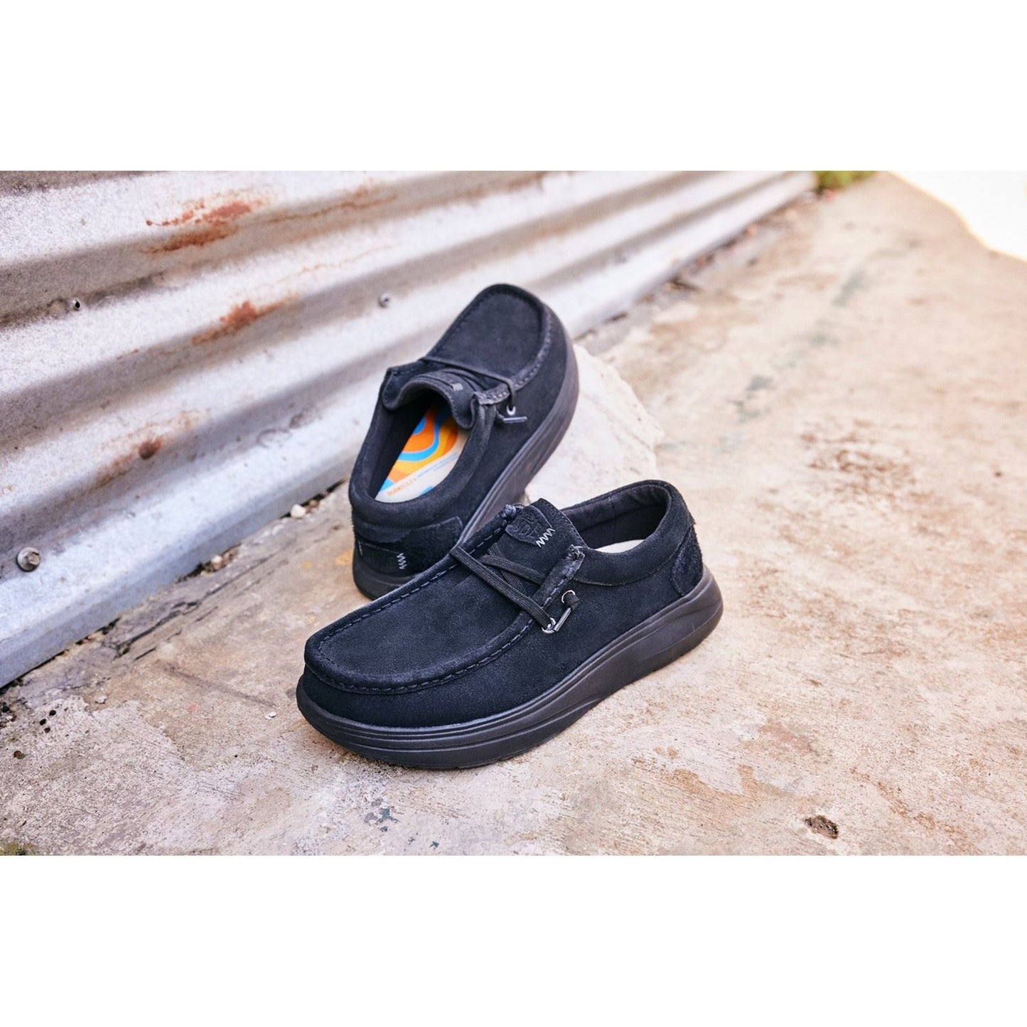 HEYDUDE Men's Wally X Suede Shoes in Black