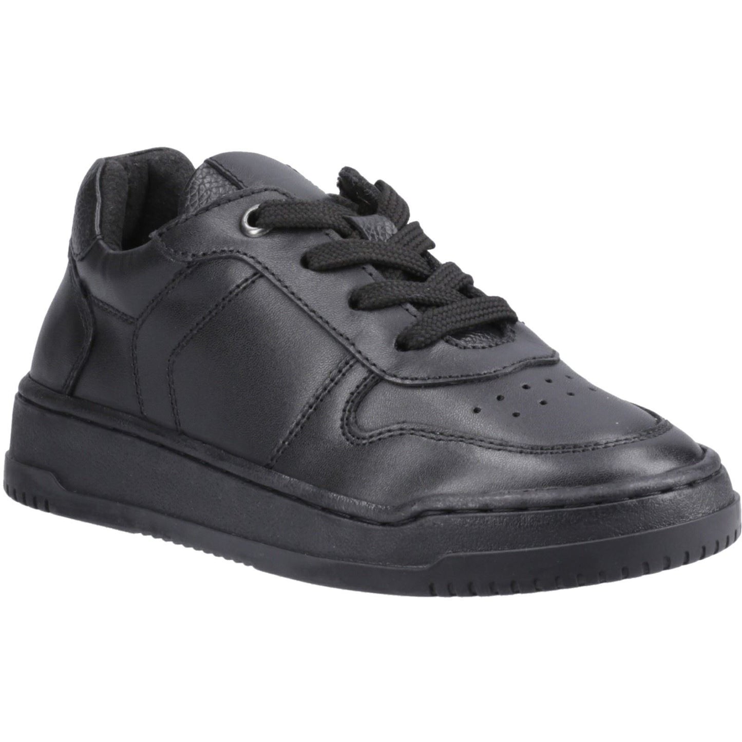 Hush Puppies Dougie Leather Youth Black Trainers