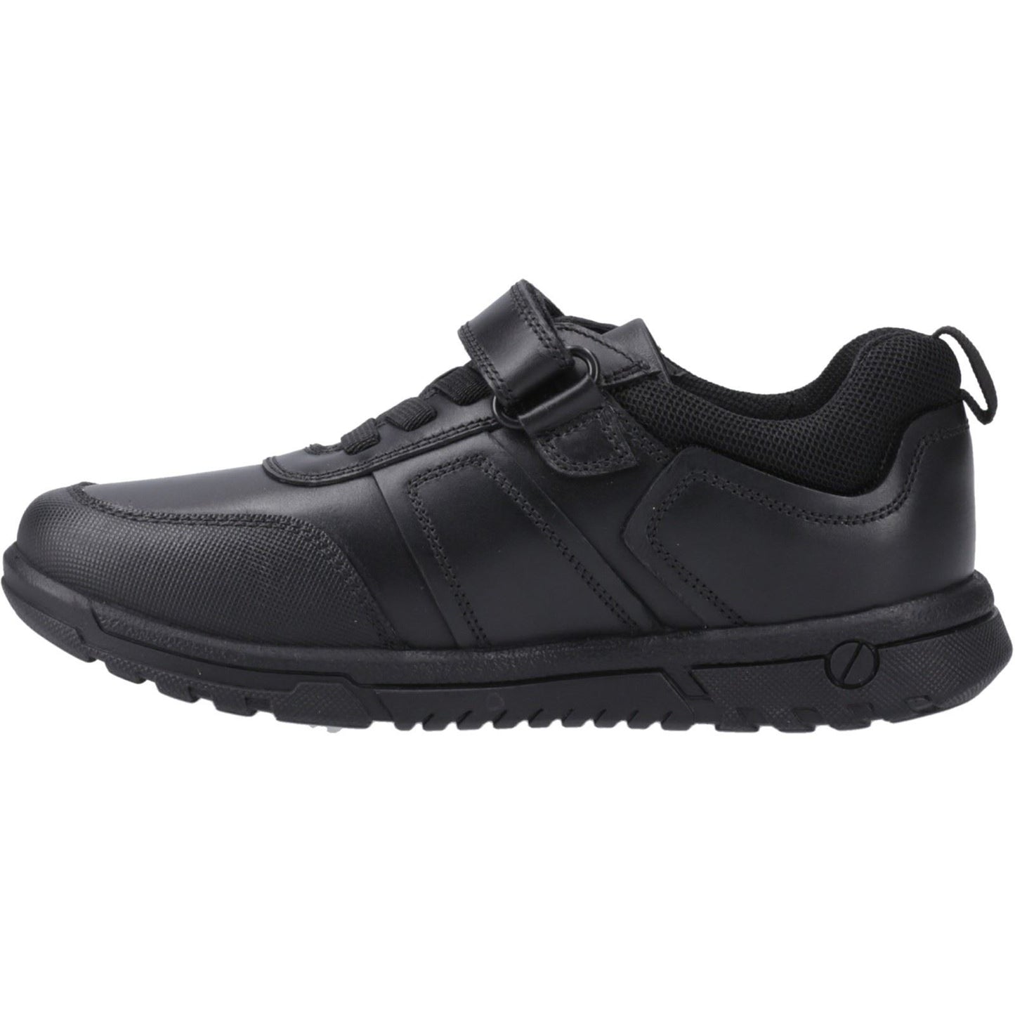 Hush Puppies Sutton Bungee Leather Youth Black Lace-Up Shoes