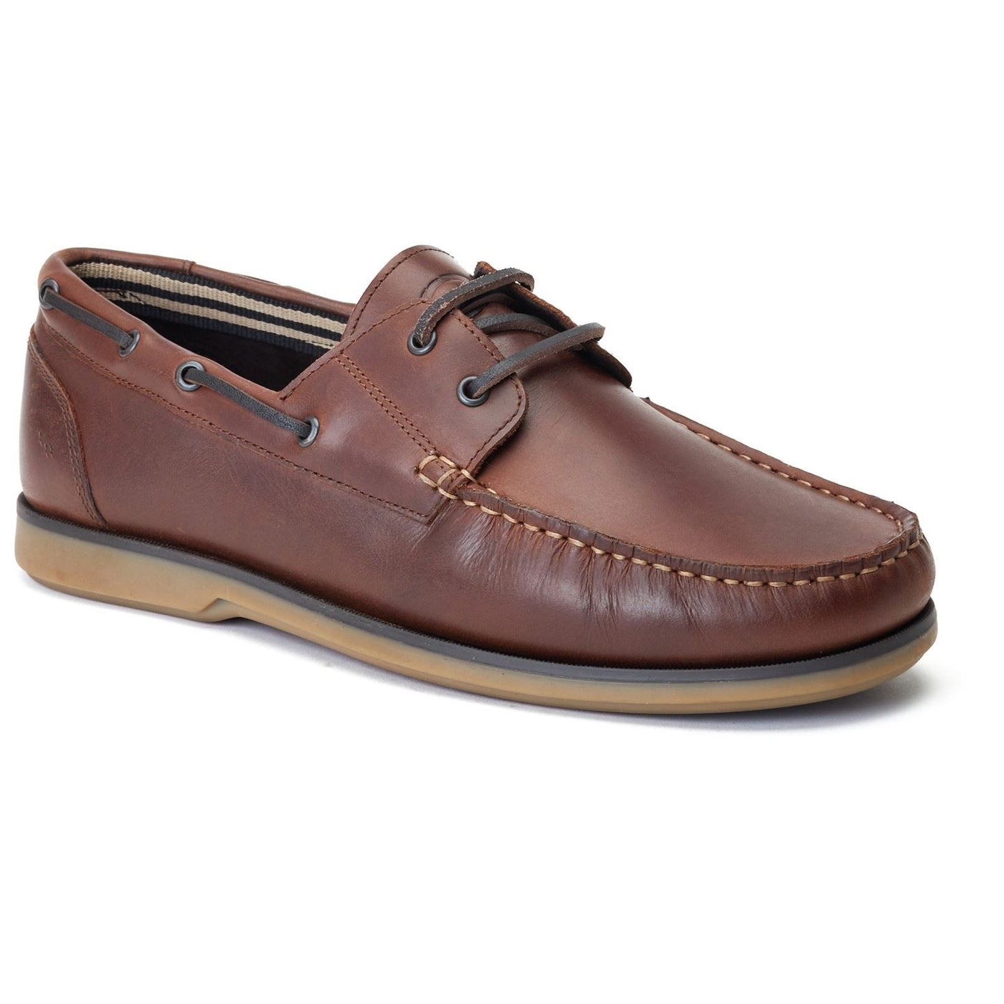 Base London Men's Stern Boat Shoe in Burnt Brown