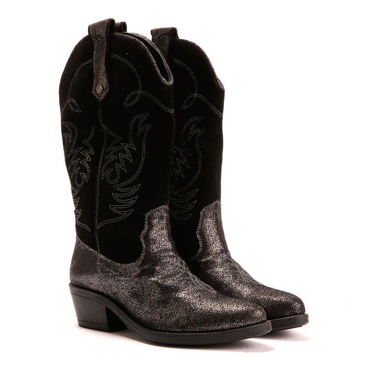Osprey London The Louisiana Leather Women's Black/Gunmetal Boots