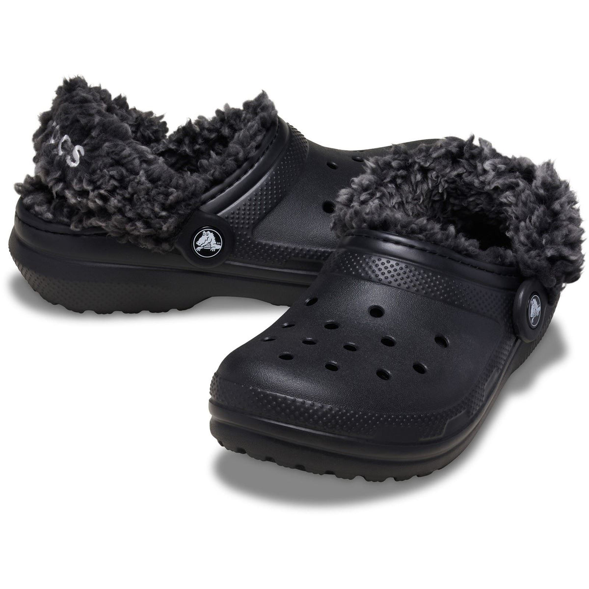 Crocs Classic Fleece Lined Textile Blend Unisex Kid's Black Slippers
