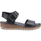 Hush Puppies Ellie Wide Leather Women's Black Sandals