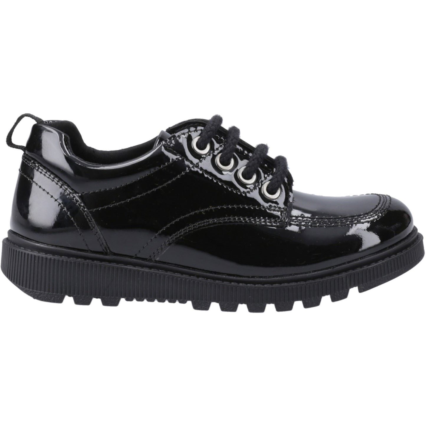 Hush Puppies Keeley Patent Leather Youth Black Lace-Up Shoes