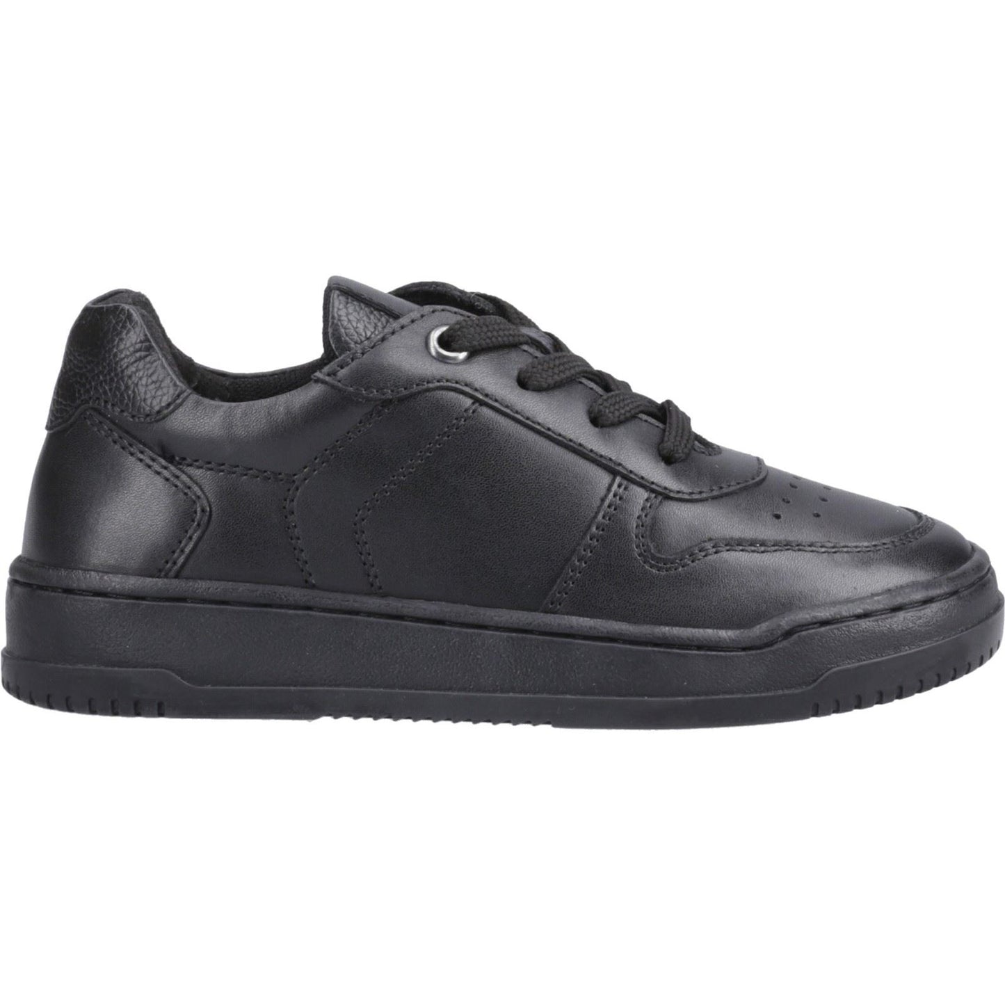 Hush Puppies Dougie Leather Junior Black Trainers