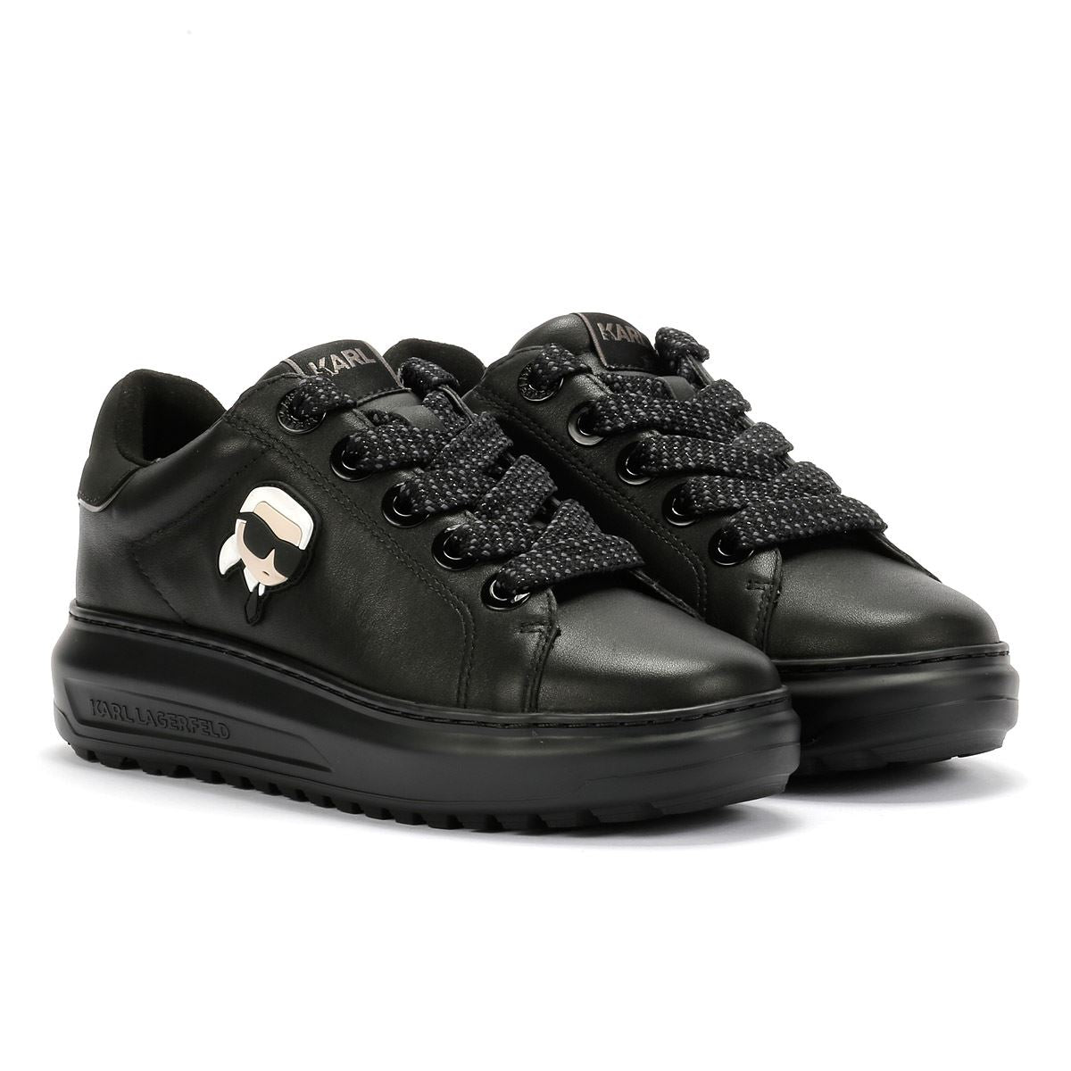 Karl Lagerfeld Kapri Lug Karl NFT Lo Lace Leather Women's Black Trainers