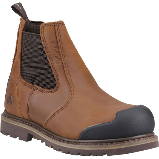 Amblers Safety Men's FS225 Goodyear Welted Waterproof Pull On Chelsea Safety Boot in Brown