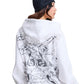 Ed Hardy Diamante Venom Enzyme Wash Relaxed Zip Thru Women's White Hoodie