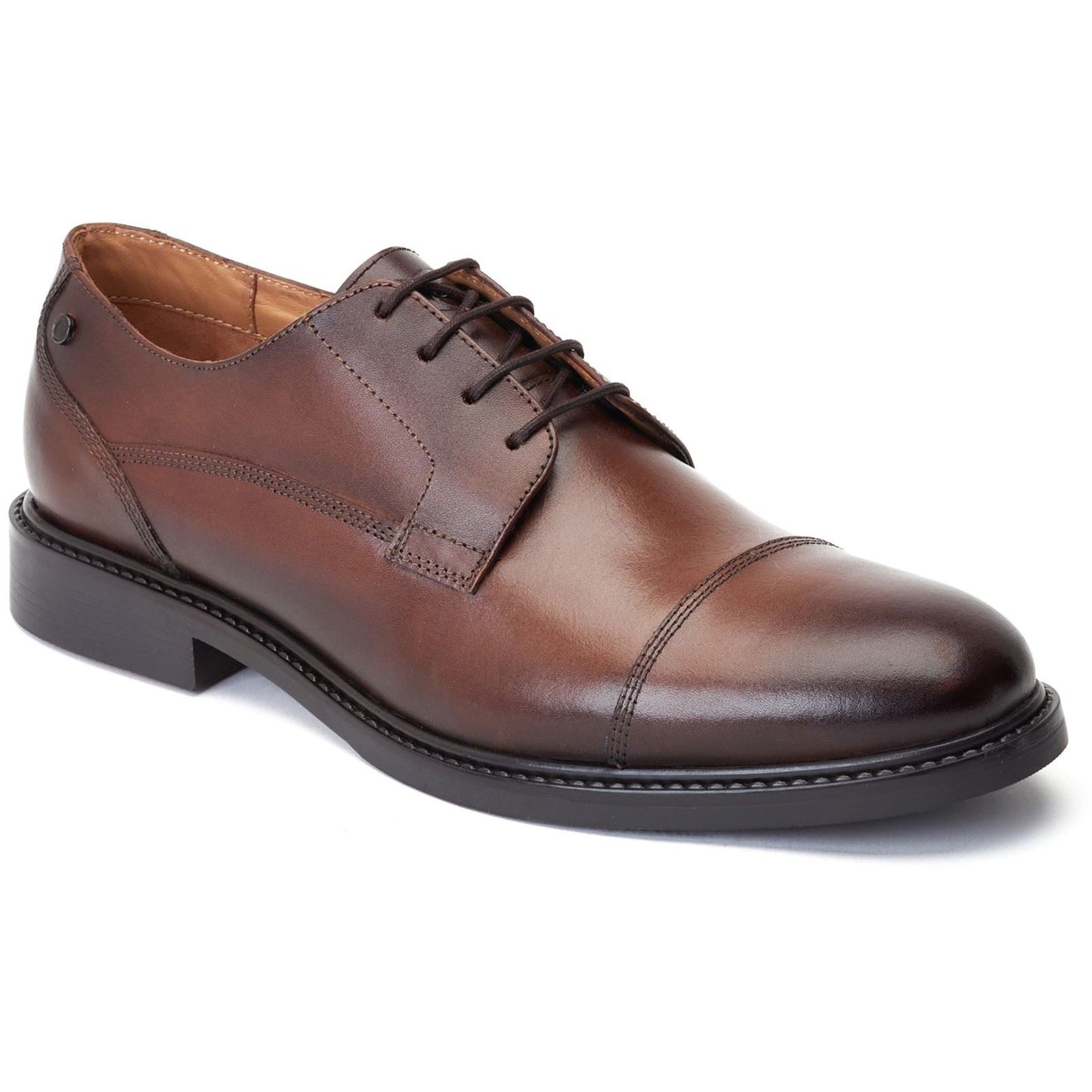 Base London Men's Magnus Toe-Cap Derby in Burnt Brown