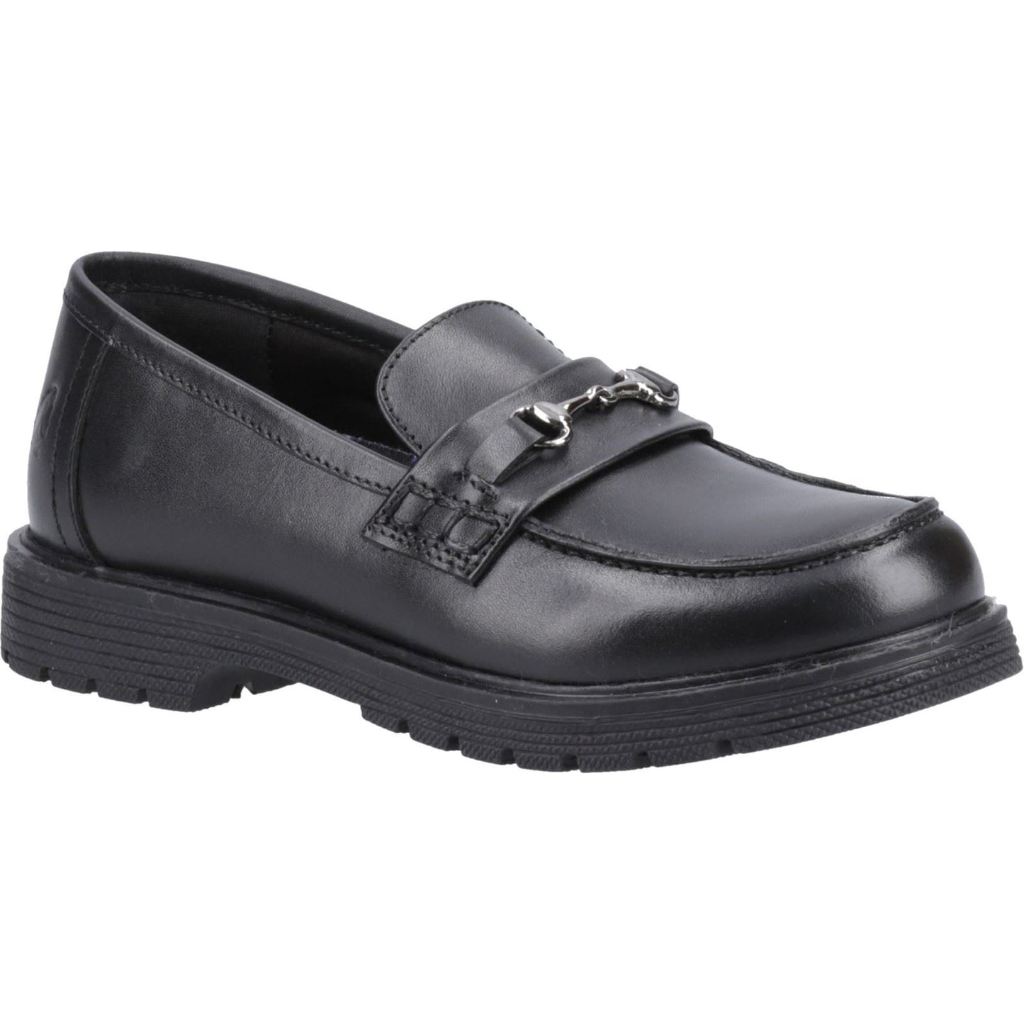 Hush Puppies Lydia Leather Youth Black Loafers