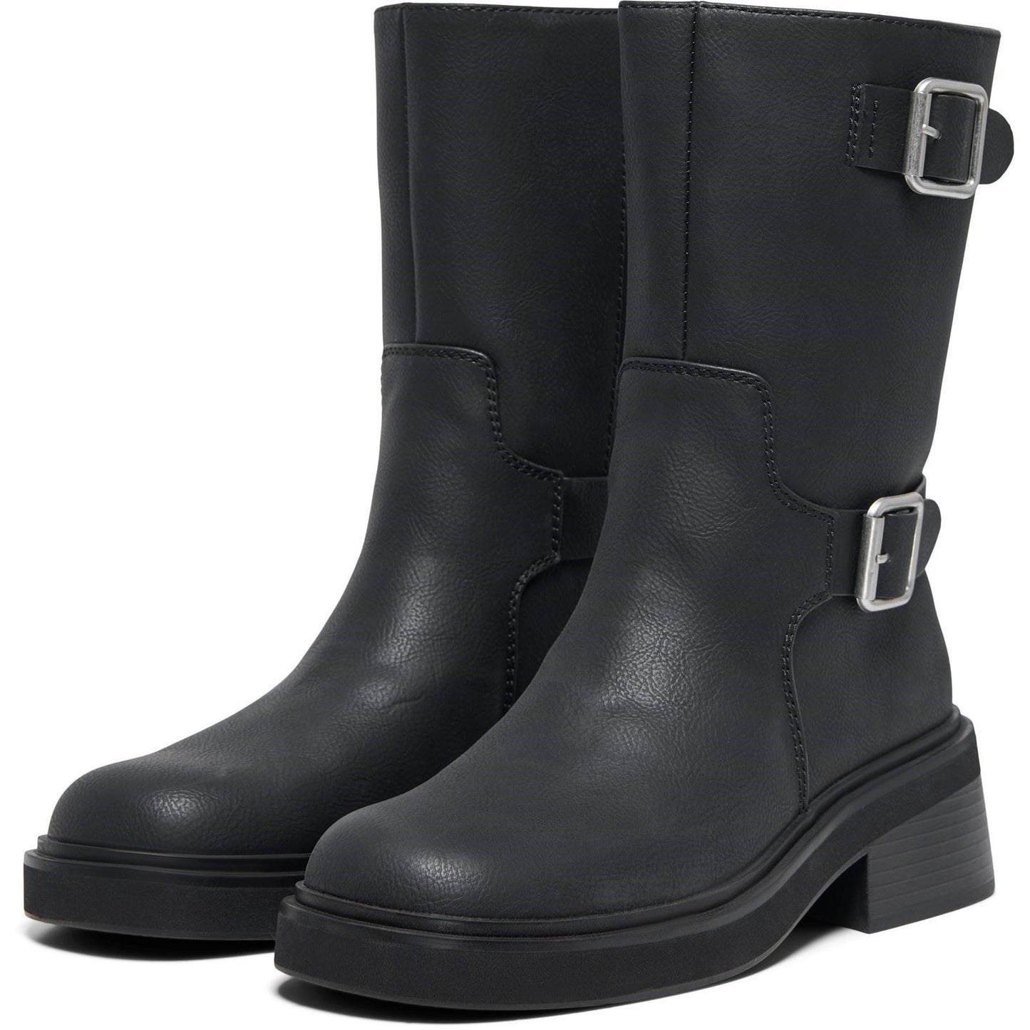 ONLY BUTTER-2 Polyurethane Women's Black Heeled Mid Calf Boots