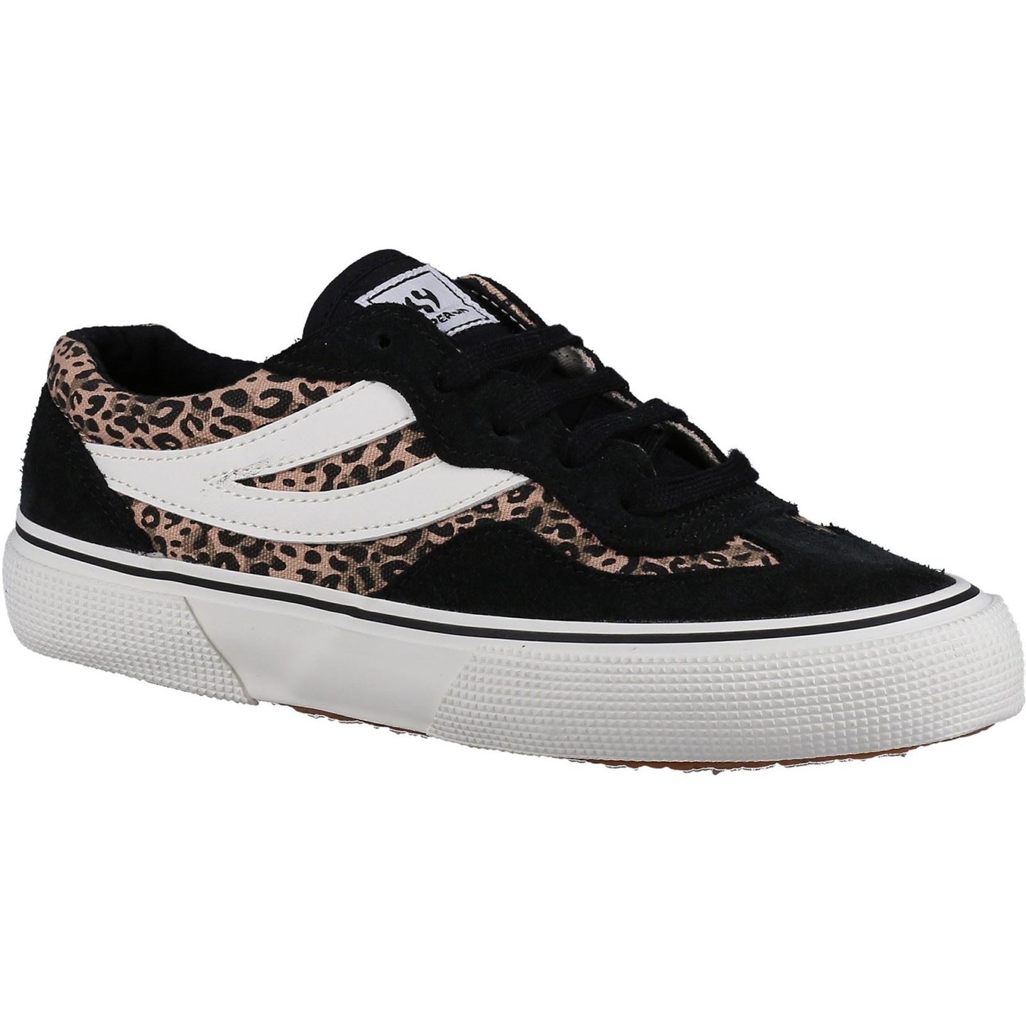 Superga Women's 2941 Revolley Leopard Trainer in Black/Micro Leopard