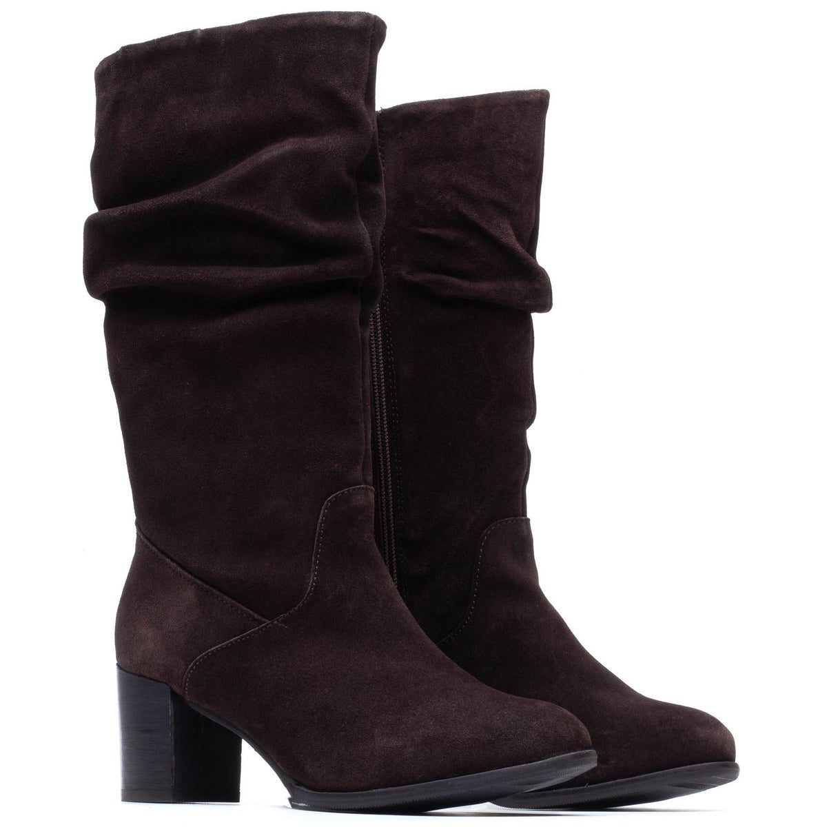 Hush Puppies Cosima Suede Women's Chocolate Heeled Knee High Boots