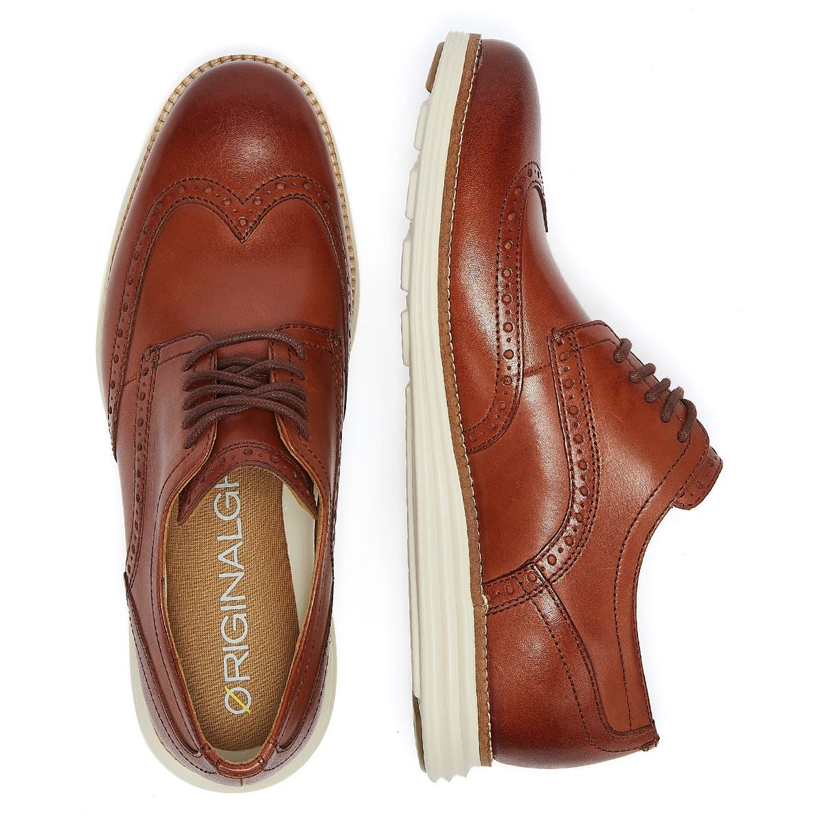 Cole Haan Original Grand Short wing Oxford Mens Brown / White Brogues