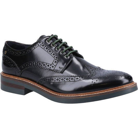 Base London Men's Woburn Hi-Shine Brogue Shoe in Black